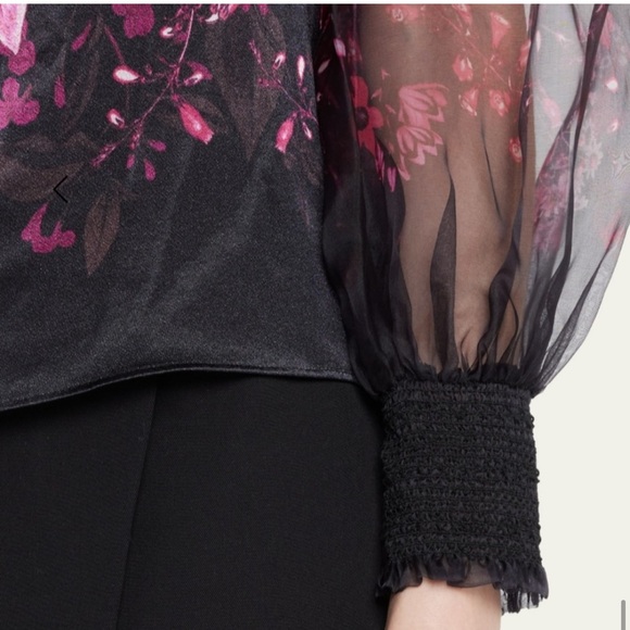 NEW! Alice + olivia BRENTLEY TIE NECK BLOUSON SLEEVE BLOUSE - Picture 8 of 13